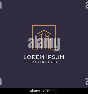 TM conception initiale de logo carré, idées de conception de style de logo immobilier moderne et de luxe Illustration de Vecteur