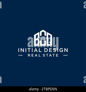 Lettre initiale BQ monogramme logo avec forme de maison abstraite, graphique vectoriel de conception de logo immobilier simple et moderne Illustration de Vecteur