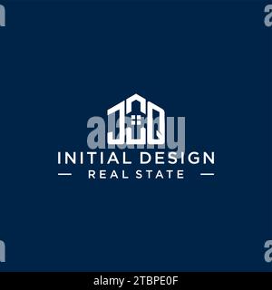 Lettre initiale logo monogramme JQ avec forme de maison abstraite, graphique vectoriel de conception de logo immobilier simple et moderne Illustration de Vecteur