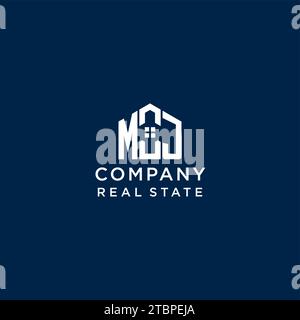 Lettre initiale MJ logo monogramme avec forme de maison abstraite, graphique vectoriel de conception de logo immobilier simple et moderne Illustration de Vecteur