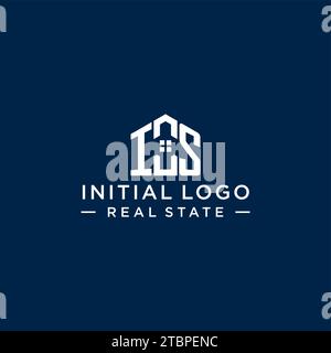 La lettre initiale EST un logo monogramme avec une forme de maison abstraite, un graphique vectoriel de conception de logo immobilier simple et moderne Illustration de Vecteur