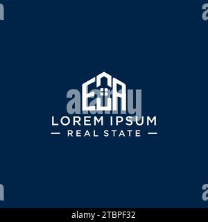 Lettre initiale EA monogramme logo avec forme de maison abstraite, graphique vectoriel de conception de logo immobilier simple et moderne Illustration de Vecteur
