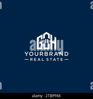 Lettre initiale GH monogramme logo avec forme de maison abstraite, graphique vectoriel de conception de logo immobilier simple et moderne Illustration de Vecteur