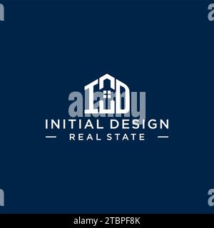 Logo monogramme ID de lettre initiale avec forme de maison abstraite, graphique vectoriel de conception de logo immobilier simple et moderne Illustration de Vecteur