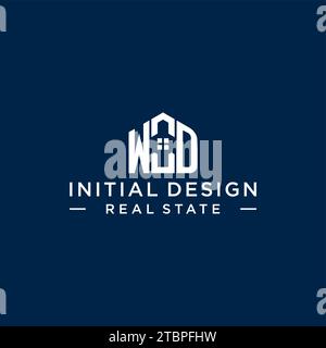 Lettre initiale WD monogramme logo avec forme de maison abstraite, graphique vectoriel de conception de logo immobilier simple et moderne Illustration de Vecteur