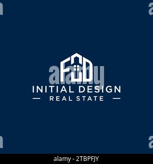 Lettre initiale FD monogramme logo avec forme de maison abstraite, graphique vectoriel de conception de logo immobilier simple et moderne Illustration de Vecteur