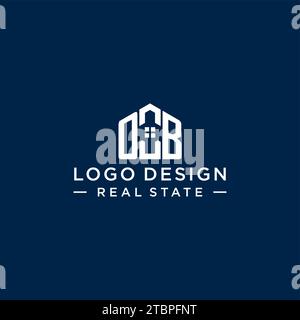 Lettre initiale OB monogramme logo avec forme de maison abstraite, graphique vectoriel de conception de logo immobilier simple et moderne Illustration de Vecteur