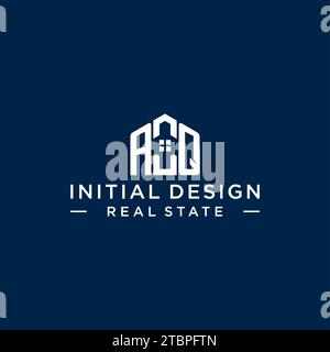 Lettre initiale AQ monogramme logo avec forme de maison abstraite, graphique vectoriel de conception de logo immobilier simple et moderne Illustration de Vecteur