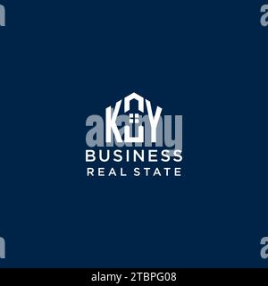 Lettre initiale logo monogramme KY avec forme de maison abstraite, graphique vectoriel de conception de logo immobilier simple et moderne Illustration de Vecteur