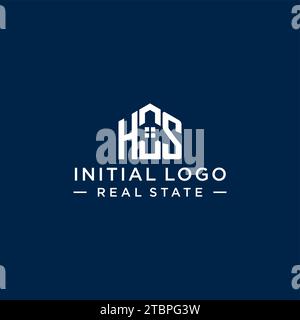 Lettre initiale logo monogramme HS avec forme de maison abstraite, graphique vectoriel de conception de logo immobilier simple et moderne Illustration de Vecteur