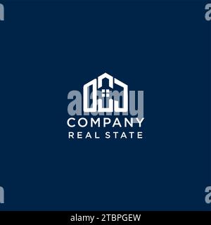 Lettre initiale OJ monogramme logo avec forme de maison abstraite, graphique vectoriel de conception de logo immobilier simple et moderne Illustration de Vecteur
