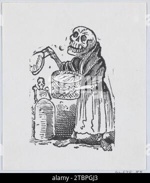 Un squelette vendant des tortillas provenant d'un large côté intitulé 'una Calavera Chusca' 1960 par Jose Guadalupe Posada Banque D'Images