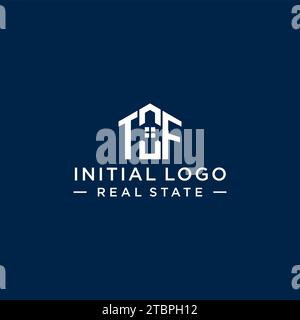 Lettre initiale TF monogramme logo avec forme de maison abstraite, graphique vectoriel de conception de logo immobilier simple et moderne Illustration de Vecteur