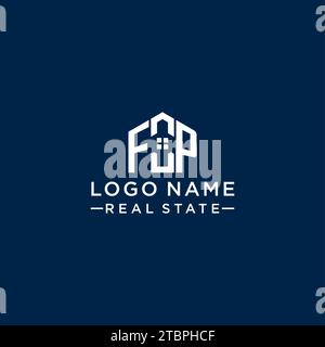 Lettre initiale FP monogramme logo avec forme de maison abstraite, graphique vectoriel de conception de logo immobilier simple et moderne Illustration de Vecteur