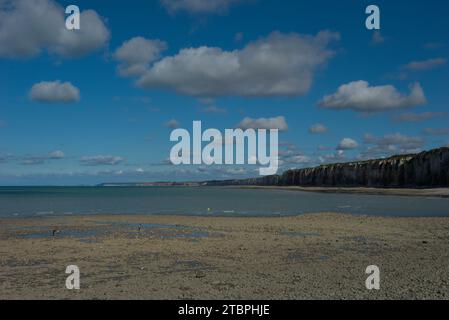 Plage de Saint-Valery-en-Caux en été, Normandie, France Banque D'Images