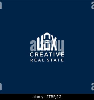 Lettre initiale UX monogramme logo avec forme de maison abstraite, graphique vectoriel de conception de logo immobilier simple et moderne Illustration de Vecteur
