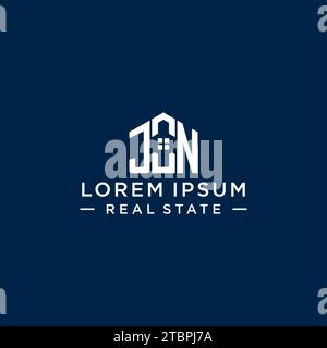 Lettre initiale JN monogramme logo avec forme de maison abstraite, graphique vectoriel de conception de logo immobilier simple et moderne Illustration de Vecteur