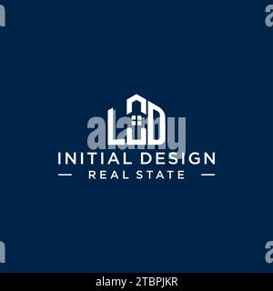 Lettre initiale LD monogramme logo avec forme de maison abstraite, graphique vectoriel de conception de logo immobilier simple et moderne Illustration de Vecteur