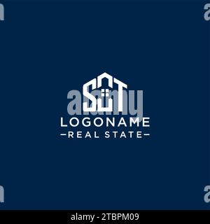 Lettre initiale ST monogramme logo avec forme de maison abstraite, graphique vectoriel de conception de logo immobilier simple et moderne Illustration de Vecteur