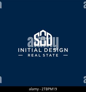 Lettre initiale SD monogramme logo avec forme de maison abstraite, graphique vectoriel de conception de logo immobilier simple et moderne Illustration de Vecteur