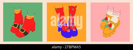 Collection de chaussures de costume pour femmes Noël et nouvel an icônes avec et sans talons dans un style à la mode.isolé.vecteur Illustration de Vecteur