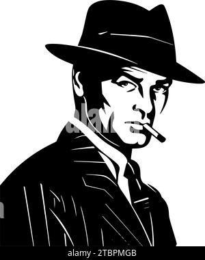 Gangster détective Mafia policier Homme homme d'affaires. Illustration vectorielle. Illustration de Vecteur