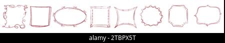 Ensemble de cadres Doodle. Bannière de cadre d'esquisse géométrique décorative Illustration de Vecteur