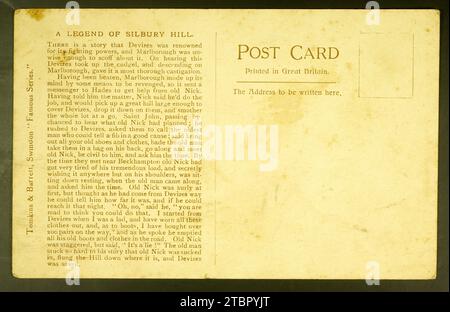 SILBURY HILL, AVEBURY, WILTSHIRE, ANGLETERRE - CARTE POSTALE ANCIENNE Banque D'Images