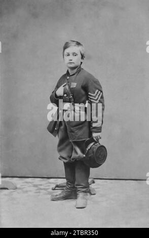 Sergent John Clem de Co. C, 22nd Michigan Infantry Regiment en uniforme, vers 1863-64, Nashville, Tennessee. Photographié par Morse's Gallery of the C. Banque D'Images