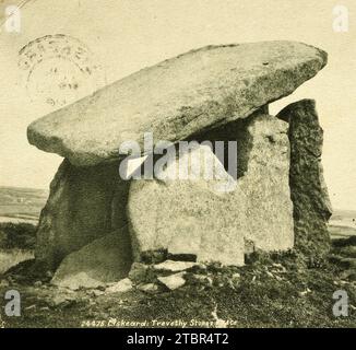 Liskeard Trevethy Stone - Trethevy Quoit - Cornouailles, Angleterre - CARTE POSTALE ANCIENNE Banque D'Images