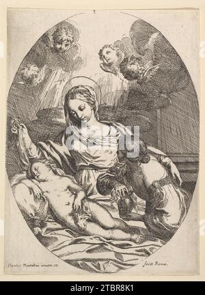 Vierge et enfant avec St. Mary Magdalen 1926 de Carlo Maratti Banque D'Images