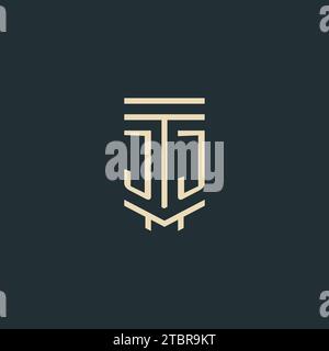 Monogramme initial JJ avec des idées de conception de logo de pilier de dessin de ligne simple Illustration de Vecteur