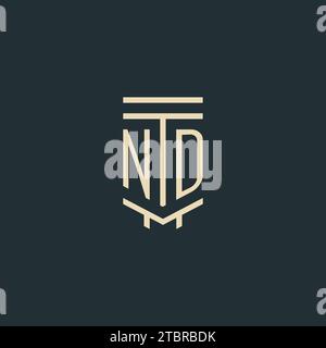 E monogramme initial avec des idées de conception de logo de pilier de dessin de ligne simple Illustration de Vecteur