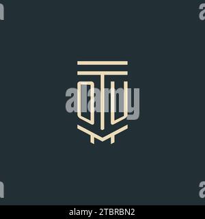 OU monogramme initial avec des idées de conception de logo de pilier de ligne simple Illustration de Vecteur