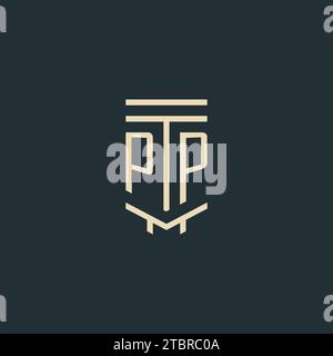 Monogramme initial PP avec des idées de conception de logo de pilier de ligne simple Illustration de Vecteur