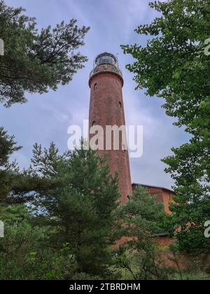 Allemagne, Mecklembourg-Poméranie occidentale, Prerow, vieux phare Darßer Ort, musée Natureum, entouré par le paysage côtier Banque D'Images