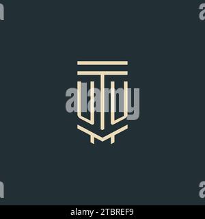 Monogramme initial UU avec des idées de conception de logo de pilier d'art de ligne simple Illustration de Vecteur