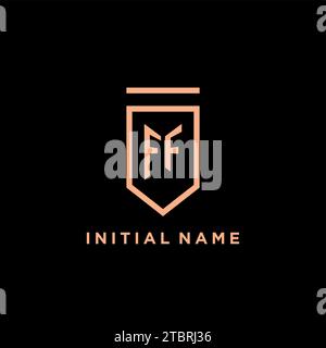 Initiale monogramme FF avec logo bouclier graphique vectoriel d'icône Illustration de Vecteur
