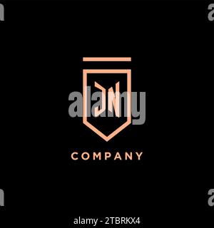 JN monogramme initial avec logo de bouclier graphique vecteur d'icône de conception Illustration de Vecteur