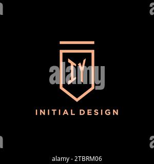 IY monogramme initial avec logo de bouclier graphique vecteur d'icône de conception Illustration de Vecteur