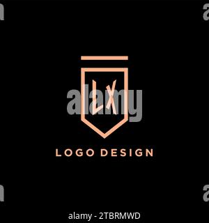 Initiale monogramme LX avec logo bouclier graphique vectoriel d'icône Illustration de Vecteur