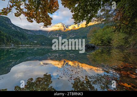 Lac Tovel en saison d'automne, Europe, Italie, Trentin-Haut-Adige, non vallée, ville d'Anaunia municipalité, province de trente Banque D'Images