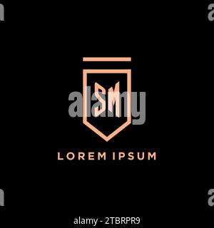 SM monogramme initial avec logo de bouclier graphique vecteur d'icône de conception Illustration de Vecteur