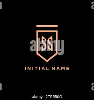 Initiale monogramme SS avec logo bouclier graphique vectoriel d'icône Illustration de Vecteur