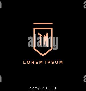 Initiale monogramme TM avec logo bouclier graphique vectoriel Illustration de Vecteur