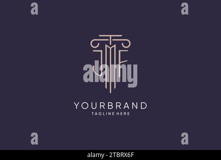 Conception initiale de pilier de logo JF avec le meilleur design de style moderne de luxe pour les idées de conception de cabinet juridique Illustration de Vecteur