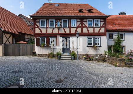 Centre historique de la ville de Fladungen dans le Rhön, district de Rhön-Grabfeld, Réserve de biosphère de Rhön, Basse-Franconie, Franconie, Bavière, Allemagne Banque D'Images