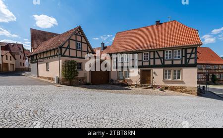 Centre historique de la ville de Fladungen dans le Rhön, district de Rhön-Grabfeld, Réserve de biosphère de Rhön, Basse-Franconie, Franconie, Bavière, Allemagne Banque D'Images