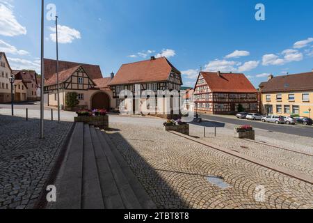 Centre historique de la ville de Fladungen dans le Rhön, district de Rhön-Grabfeld, Réserve de biosphère de Rhön, Basse-Franconie, Franconie, Bavière, Allemagne Banque D'Images