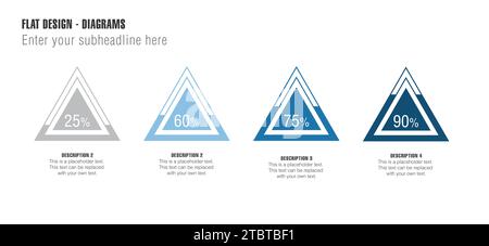 Diagrammes pour Flat Design. Modèle pour les composants infographiques vectoriels avec un cercle de pourcentage bleu Illustration de Vecteur